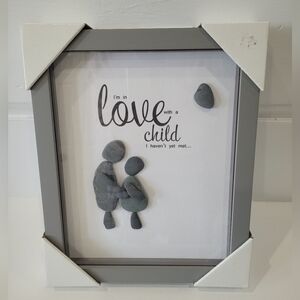 FRAMED 9x11 Beach Rock (Pebble Art) I'm in Love with A Child.